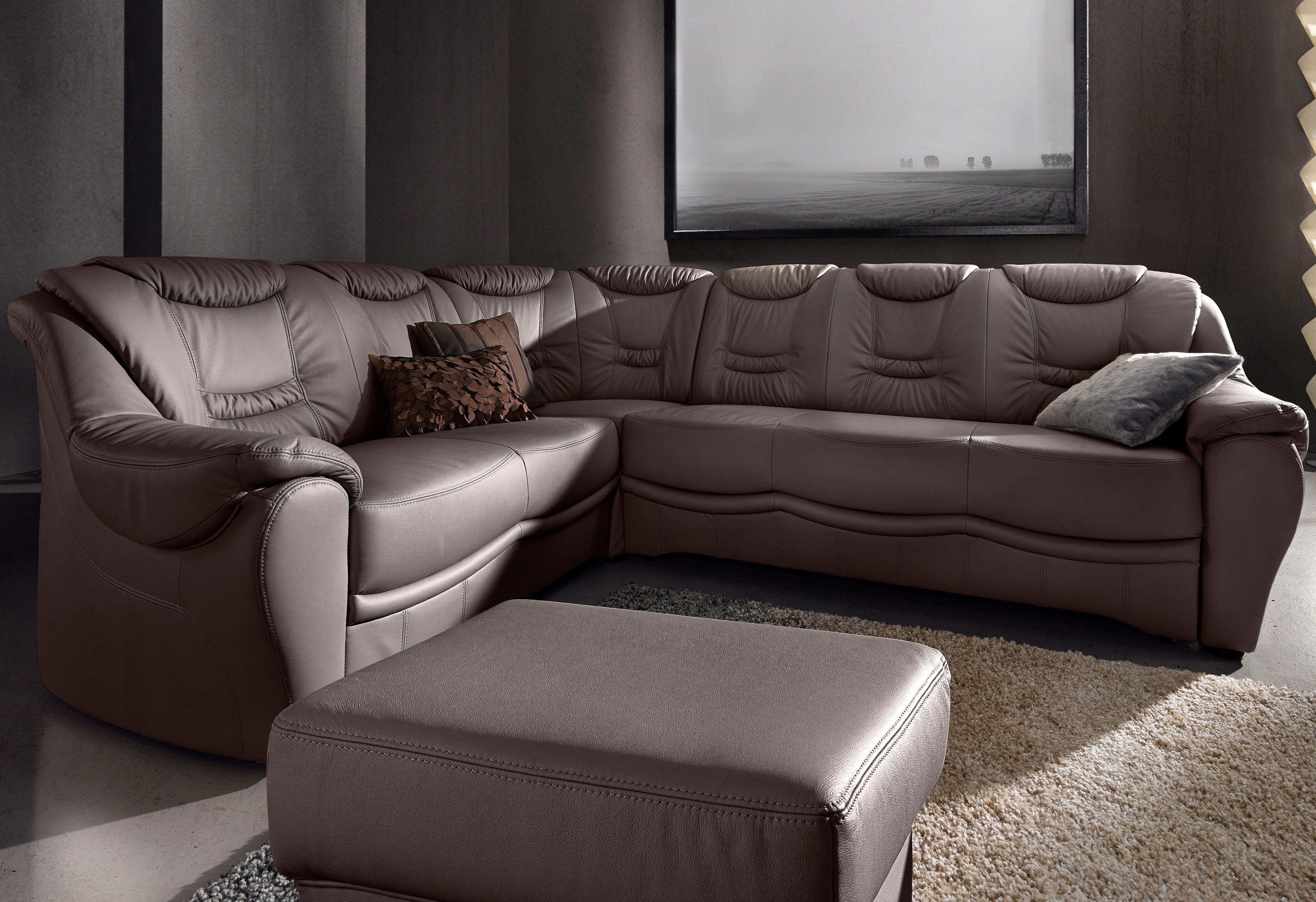 Ecksofa SIT & MORE "Benson L-Form", braun (mokka), B:265cm H:94cm T:215cm, NaturLeder;Luxus-Microfaser;Luxus-Kunstleder;Primabelle-Microfaser, Sofas, Ecksofa, wahlweise mit Schlaffunktion mokka B/H/T: 265cm x 94cm x 215cm, Luxus-Kunstleder, langer Schenke