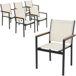 GARTENSTÜHLE 6er Set Beige aus Textilene mit Aluminiumgestell