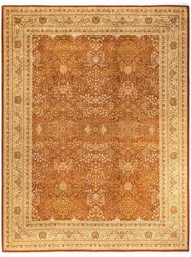 Overton Handknotted Wool Traditional Oriental Orange Area Rug - 9' x 12'
