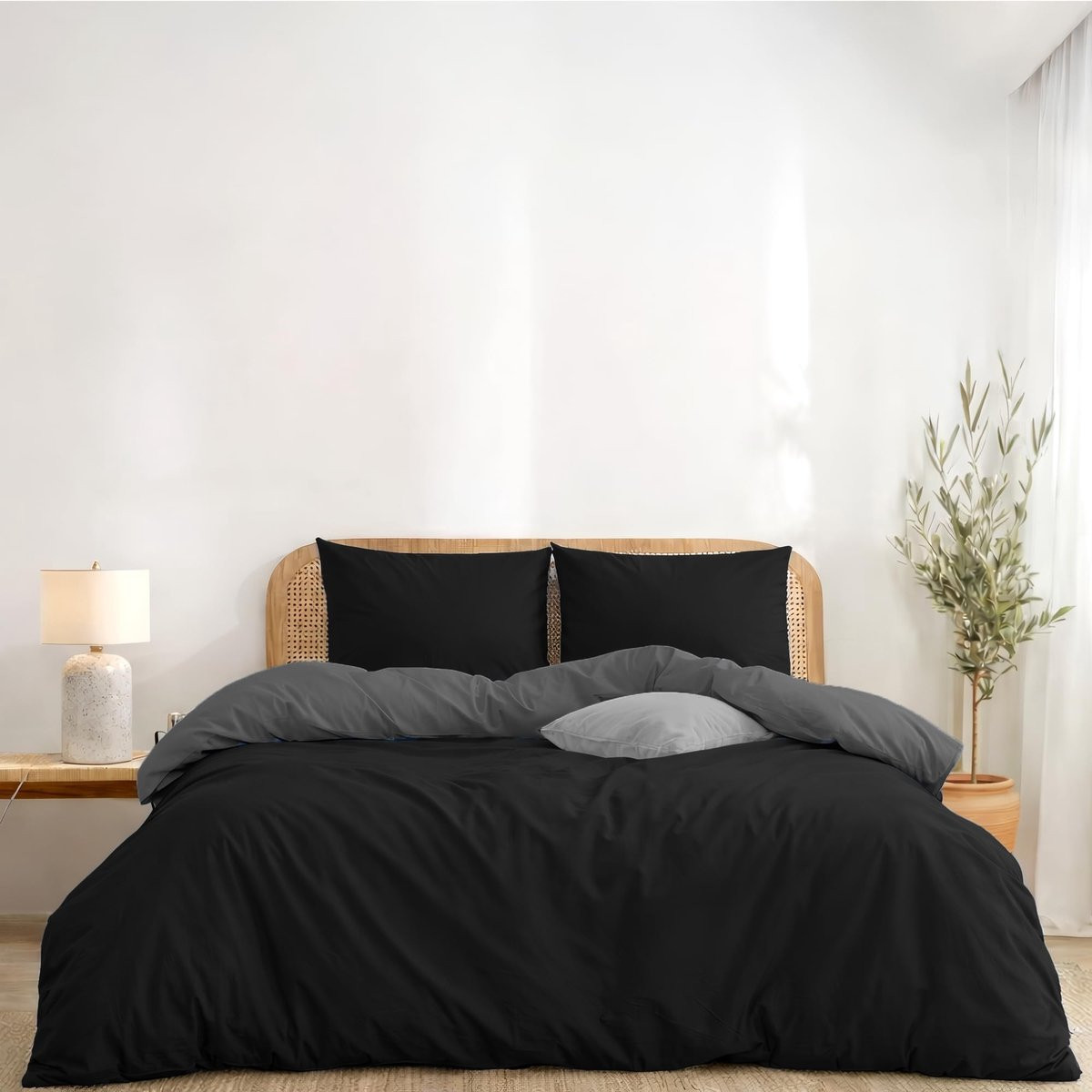 Omgoods Omkeerbaar Dekbedovertrek met 2 Kussenslopen, 240 x 260 cm