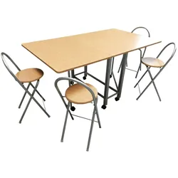 MUEBLEAR - Set Tisch und 4 Hocker 'Buch' 156x90x76 cm