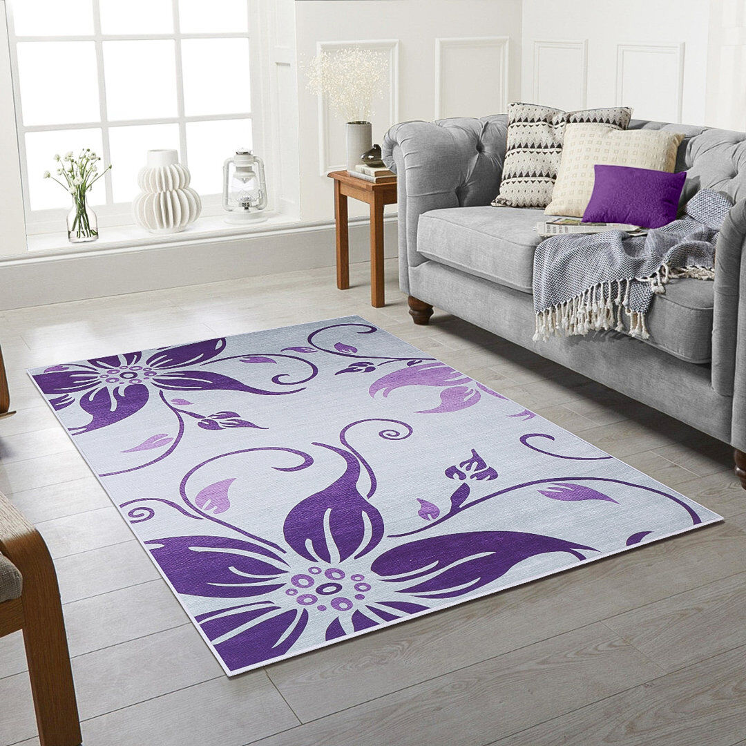 Marlow Home Co. Amirr Floral Area Rug Purple Rectangle 120 x 170cm