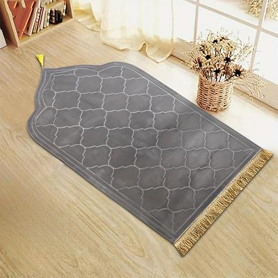 Luxury Plush Islamic Prayer Mat With Tassels Thick Padded Muslim Prayer Rug pink