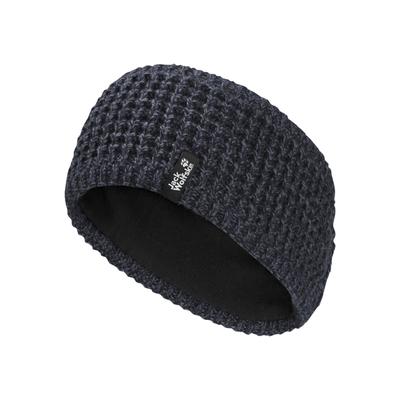Stirnband JACK WOLFSKIN "MEDLEY KNIT HEADBAND W", Damen, Gr. M (38/40), blau (schwarznavy), Polyester, Mützen Stirnband, Stirnband, warm, mit Fleece-Futter