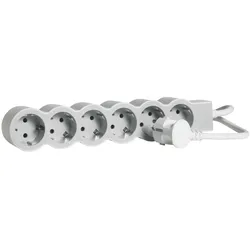 Legrand 694565 Flache Steckdosenleiste 6x Steckdose, 3 Meter Kabel Farbe: Ultraweiß/Grau