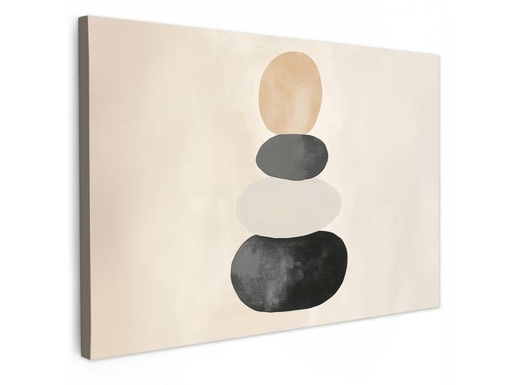 MuchoWow Leinwandbild - Japandi - Wabi sabi - Beige - 120x80 - Kunstdruck, Taupe, Textil, Kiefer, Abstrakt, Rechteckig, 120x80 cm, gerahmt, Bilder & Rahmen, Bilder, Wandbilder