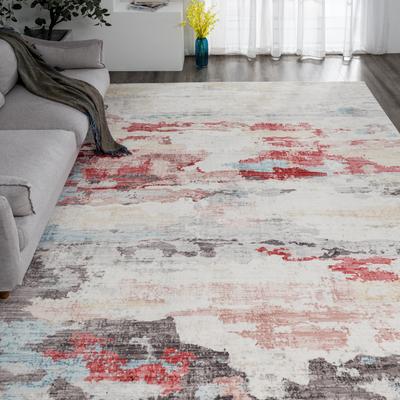 KALATY Abstract Red/Gold Area Rug