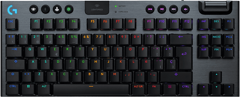 Teclado gaming - Logitech G G915 X Lightspeed TKL, Inalámbrico, Conectividad Tri-mode, Keycontrol, Interruptores mecánicos GL, Lightsync RGB, Negro