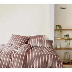 Elegante Bambus-Baumwoll-Satin Bettwäsche Refrain - 135x200 cm + 40x80 cm	mauve