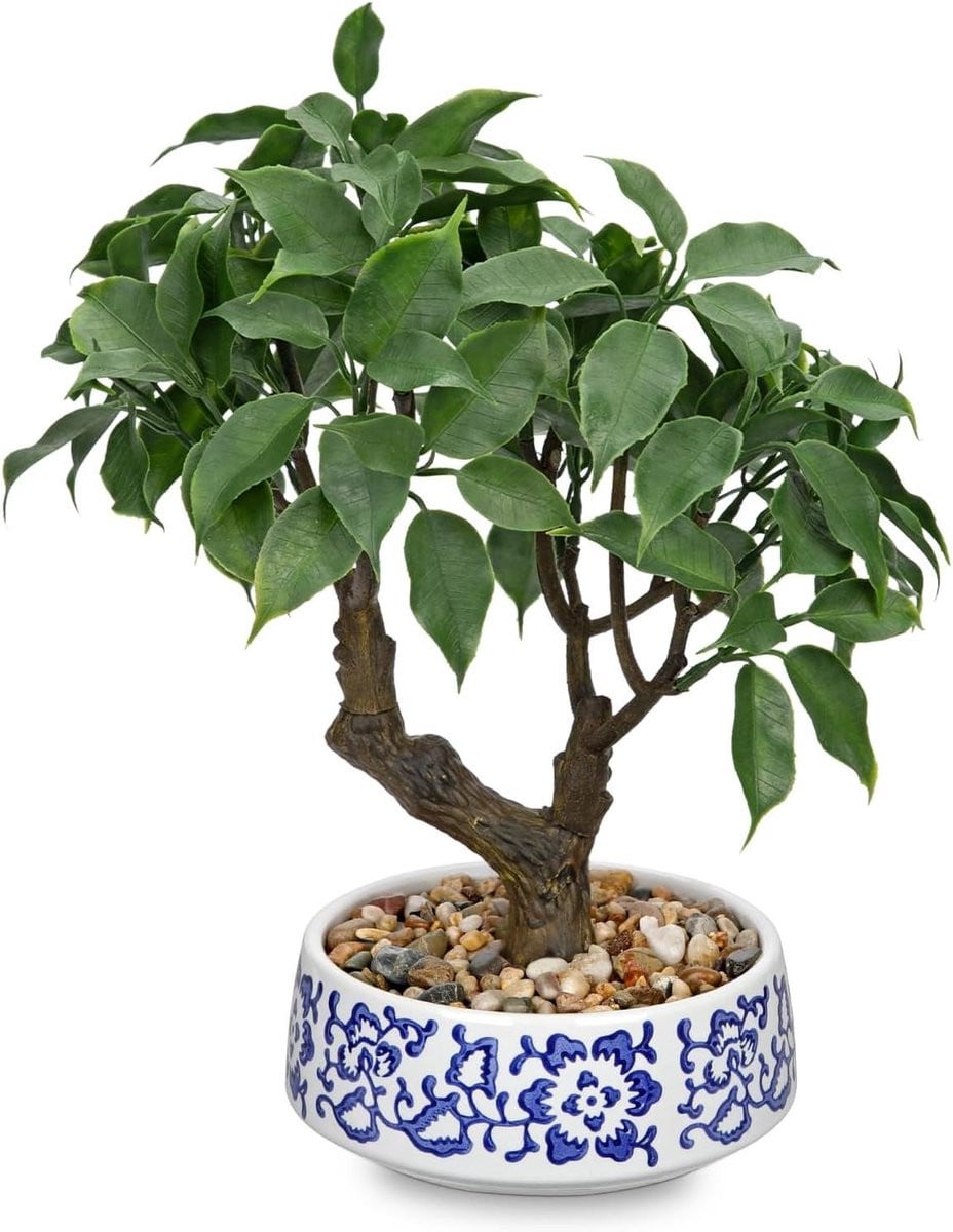 Kunstplant Bonsai Decoratieve Boom Wit-blauw