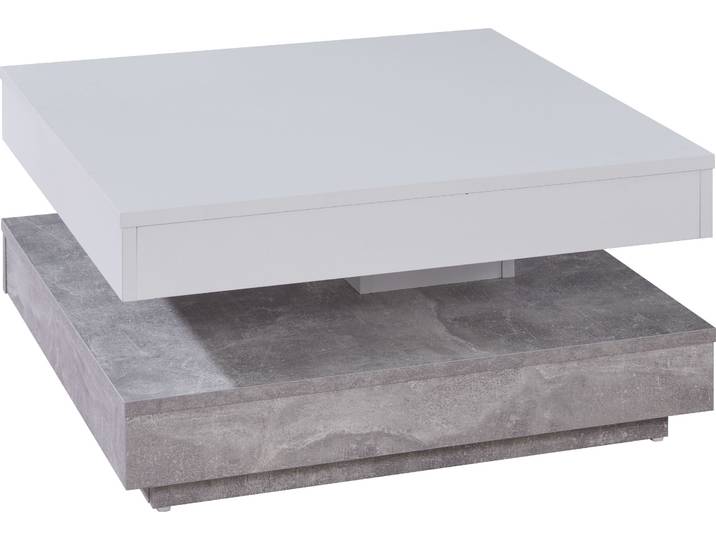 Couchtisch HOME AFFAIRE Tanum , weiss (gestell, tischplatte: beton, weiß), Tische, Couchtisch, mit Funktion, drehbare Tischplatte