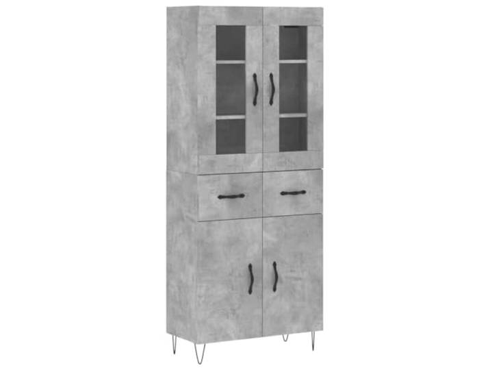 Kaorsrow Highboard Betongrau 69,5x34x180 cm Holzwerkstoff Schrank Eleganter Vitrinenschrank für Wohnzimmer und Flur, viel Stauraum mit stabilen Metallfüßen und Wandsicherung.