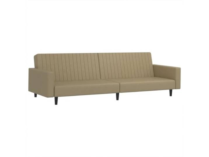 KUTYWEXFM Schlafsofa 2-Sitzer Kunstleder Bettsofa Cappuccino Flexibles Liegesofa für Wohnzimmer und Gästezimmer mit verstellbarer Rückenlehne und pflegeleichtem Kunstlederbezug.