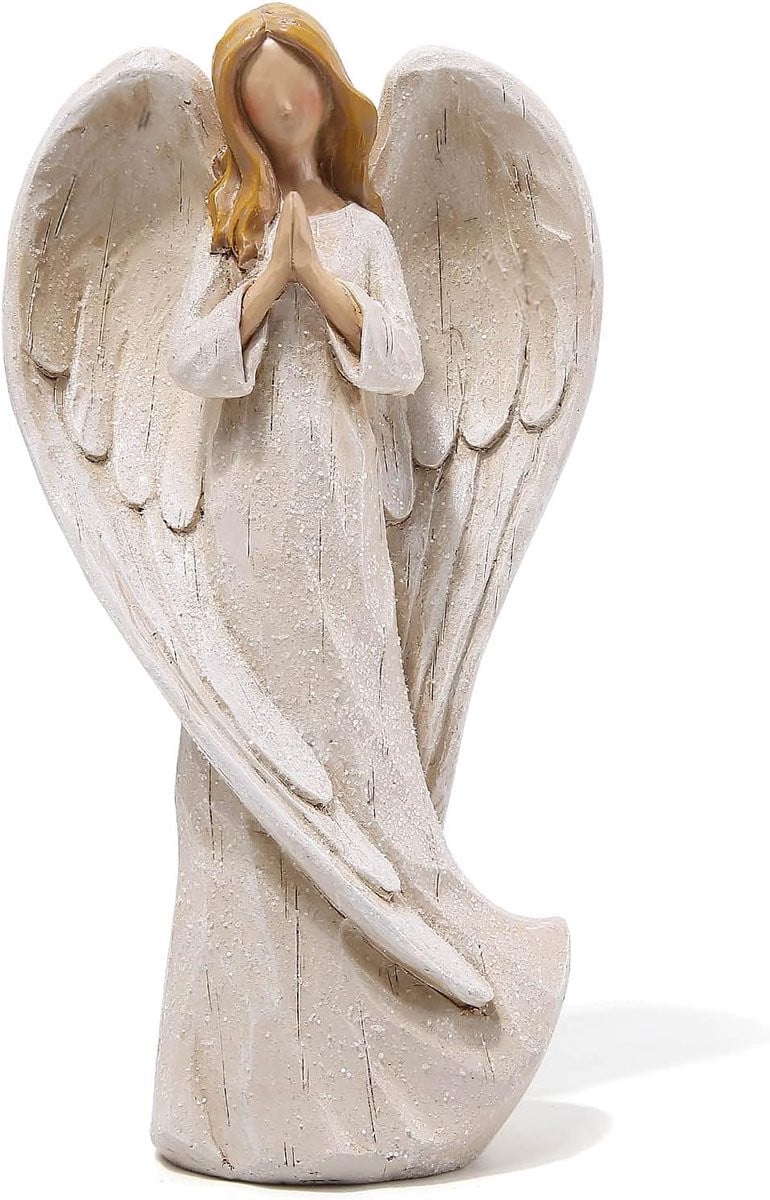 Handgeschilderde Hars Biddende Engel Sculptuur voor Tafeldecoratie