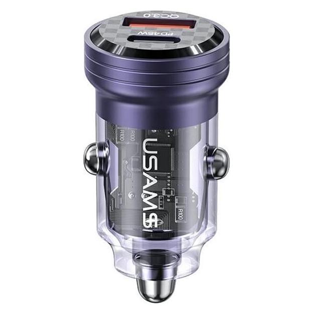 Usams Ład. sam. C35 USB+USB-C 45W Fast Charge fioletowy/purple CC175CC02 (US-CC175) (CC175CC02)