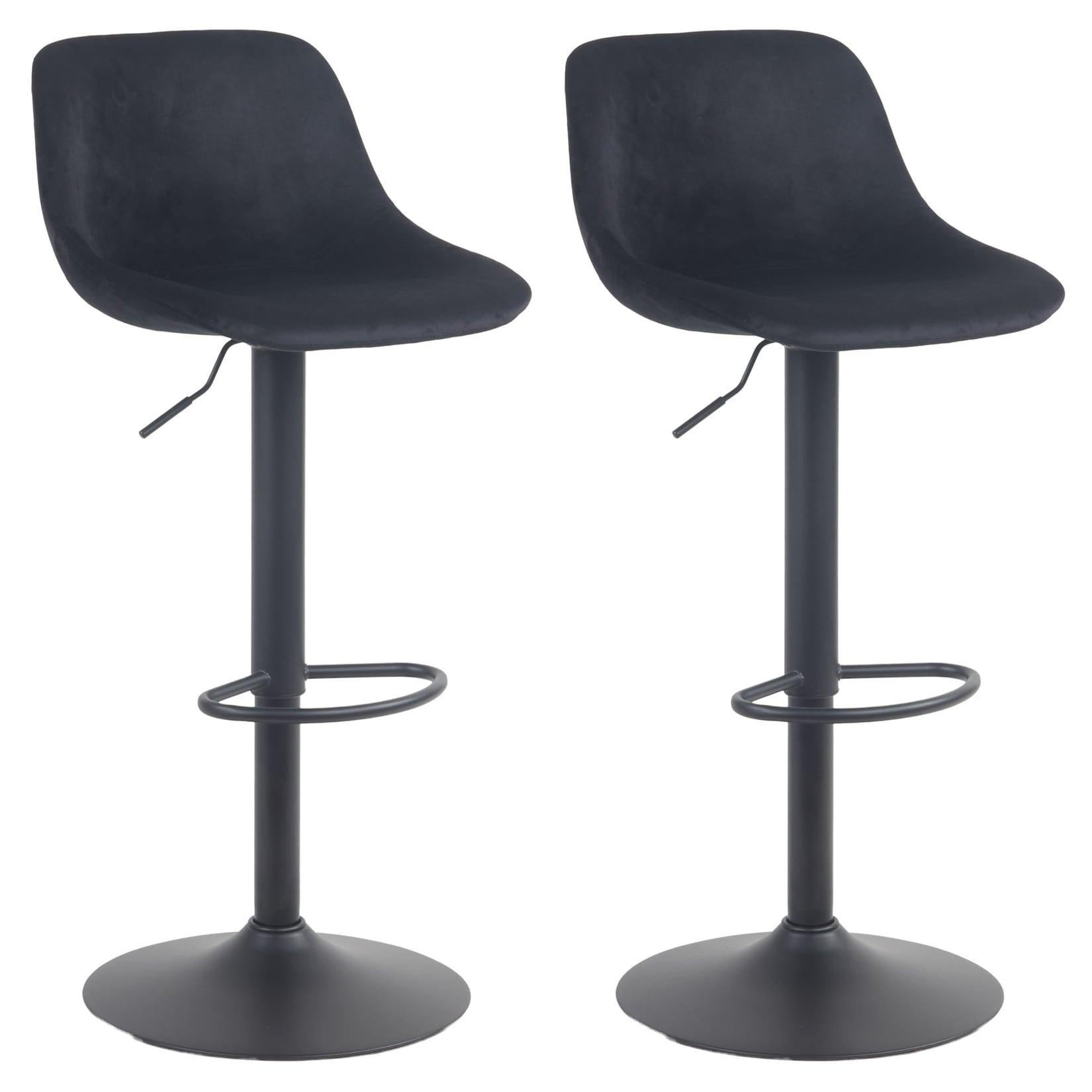 CLP 2er Set Barhocker Loft Samt - Farbe: schwarz, Material: Samt