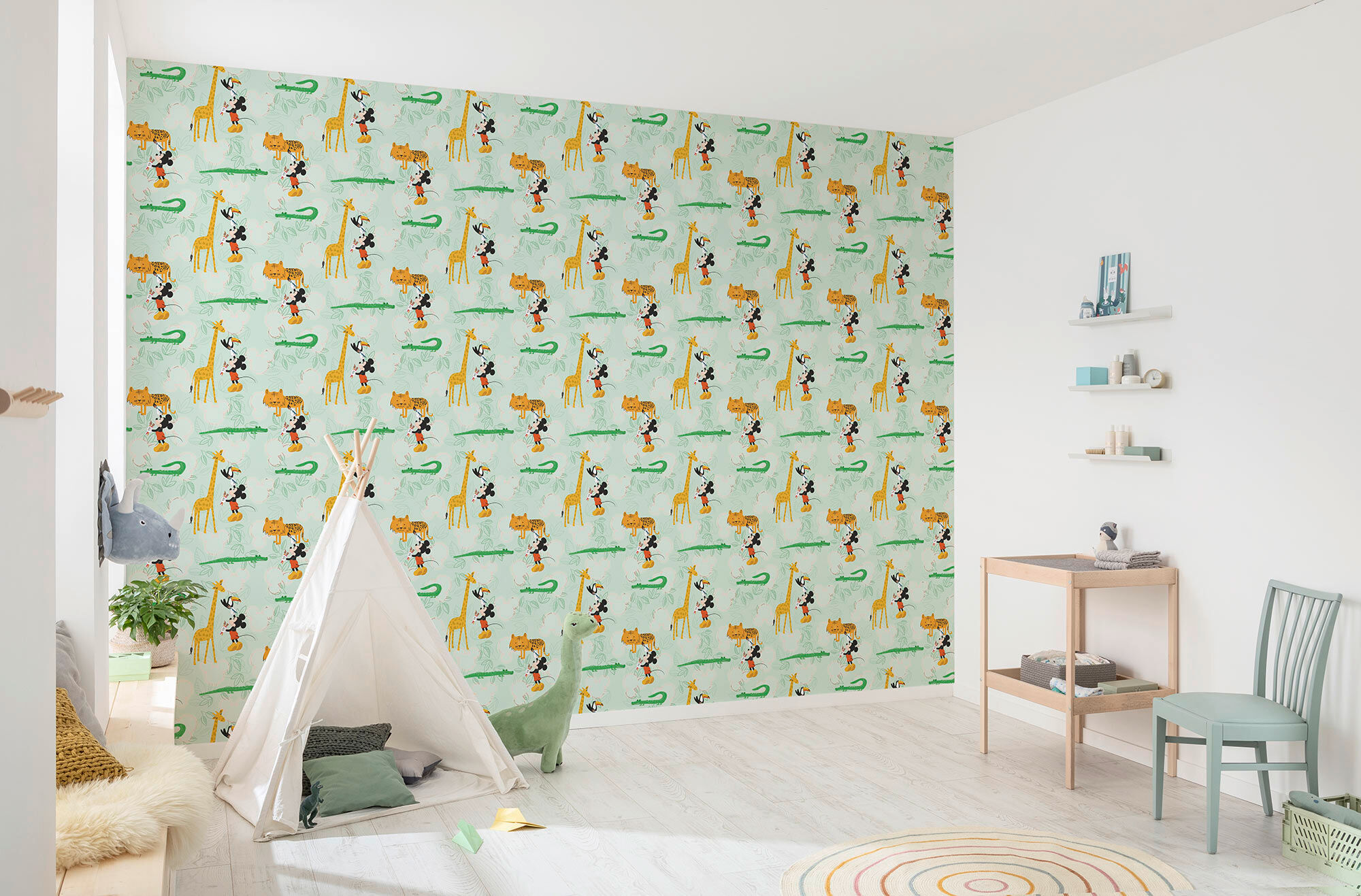 Vliestapete KOMAR "Mickey Doodle Zoo", bunt, B:53m H:1.005m, Vlies, Tapeten, Vliestapete, Rolle mit 53 x 1005 cm bunt B/L: 53m, Rollen: 1