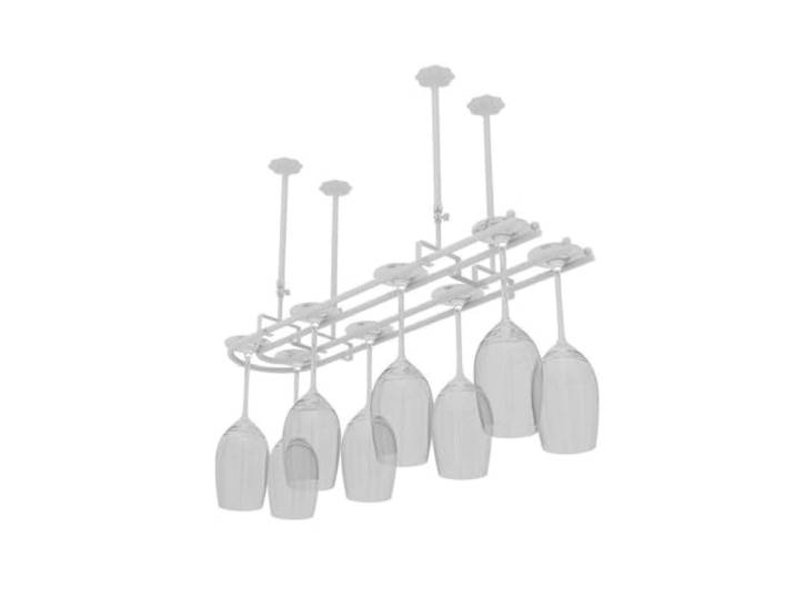 U-förmiges Decken-Weinglasregal verschiebbarer Weinglashalter aus Eisen Hängender Retro-Barbecherhalter, offene Aufbewahrung für Küche, Wohnzimmer, Bartheke(White,60x25cm)