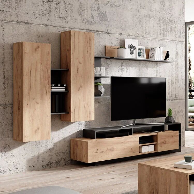 garneroarredamenti Parete attrezzata 260x190h cm rovere antracite Blob