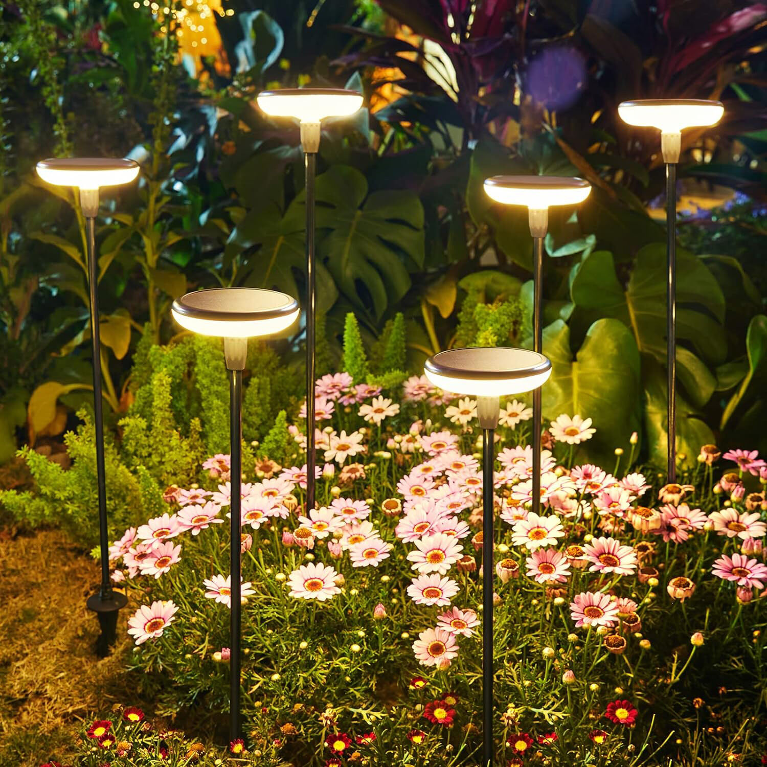 KS Verlichting 6x Sunflower Solar Tuinlamp Zwart