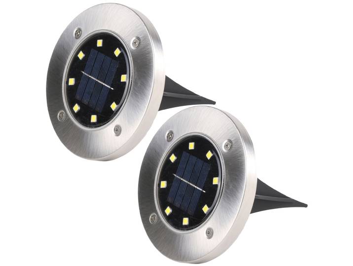 2er Set LED Garten Bodenleuchte, Solar, IP44