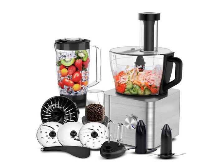 SNDOAS Küchenmaschine, 1100 W, 3,2 l Schüssel, mit Hacken, Schneiden, Kneten, Entsaften, 3 Geschwindigkeiten