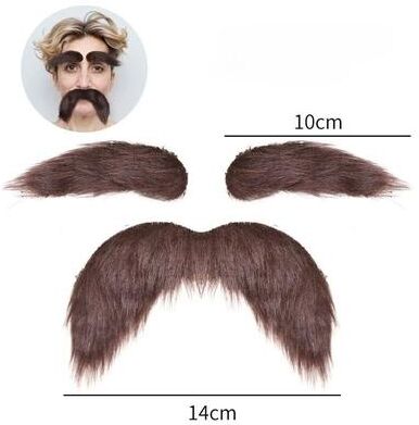Uplifted Finds Self Adhesive Fake Mustache And Eyebrow Set For Cosplay & Costumes brown