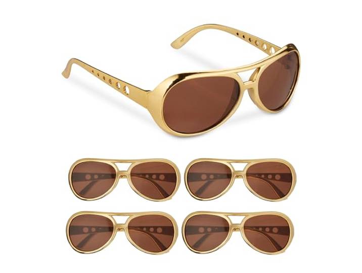 Relaxdays 5 paires de lunettes pour faire la fête\, en plastique\, taille unique\, verres teintés\, doré et marron