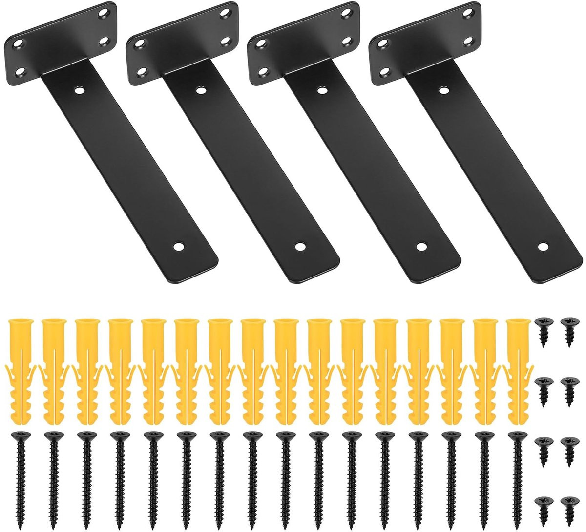 Dailygoods Plankhouder Zwart - Inklapbare Metaal Plankdrager - Onzichtbare Zwaarlasthoek - 200 mm