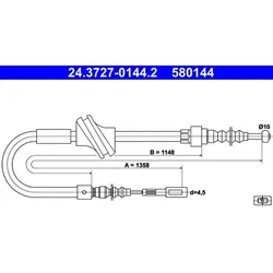 Seilzug Feststellbremse ATE 24.3727-0144.2 für Audi 80 B3 Coupe Cabriolet