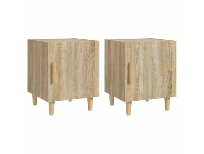 Fisinber Nachttisch 2er Set Sonoma-Eiche Holzwerkstoff 40x40x50 cm Kompakter Beistelltisch fürs Schlafzimmer mit Tür und stabiler Ablage in Eichenoptik für geordnete Aufbewahrung.