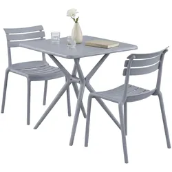 CLP Gartenmöbel-Set Vela mit 2 Stühlen - Farbe: grau