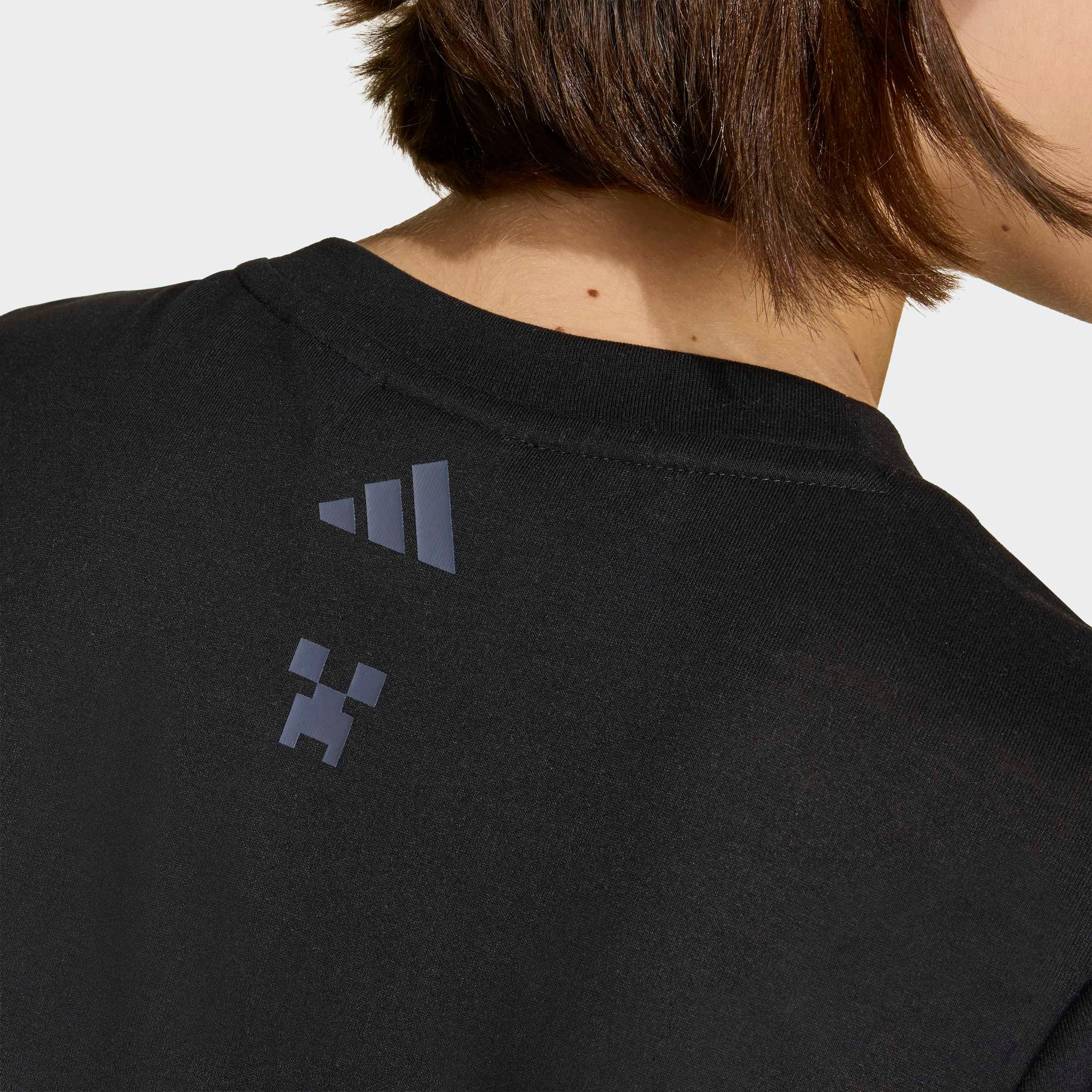 T-Shirt ADIDAS SPORTSWEAR "ADIDAS MINECRAFT TRAINING", Kinder, Gr. 152, schwarz, Obermaterial: 70% Polyester, 30% Viskose, Rundhals, Shirts T-Shirt, bequeme Passform, mit Climacool-Technologie, Rundhalsausschnitt schwarz 152
