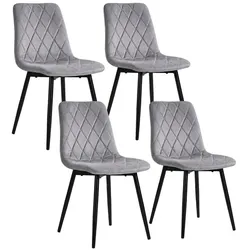 Relaxdays Samt Esszimmerstuhl Set Grau,Schwarz