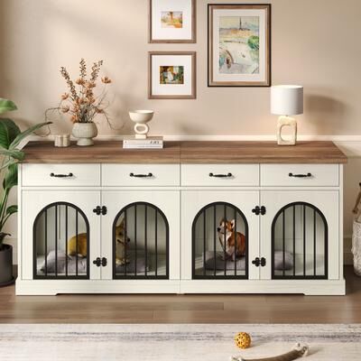Multifunctional Dog Crate Furniture with Removable Divider and Ample Storage