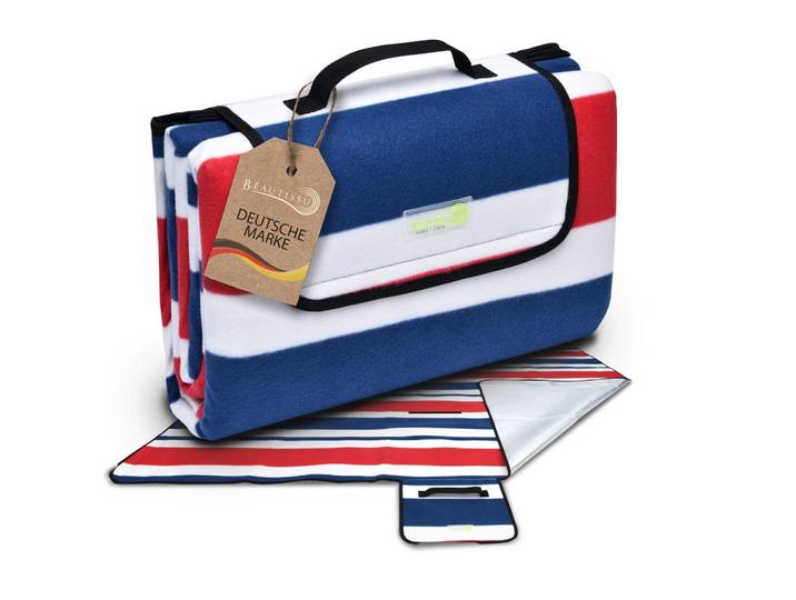 PICKNICKDECKE Bella SE 200x200cm Blau-Gestreift