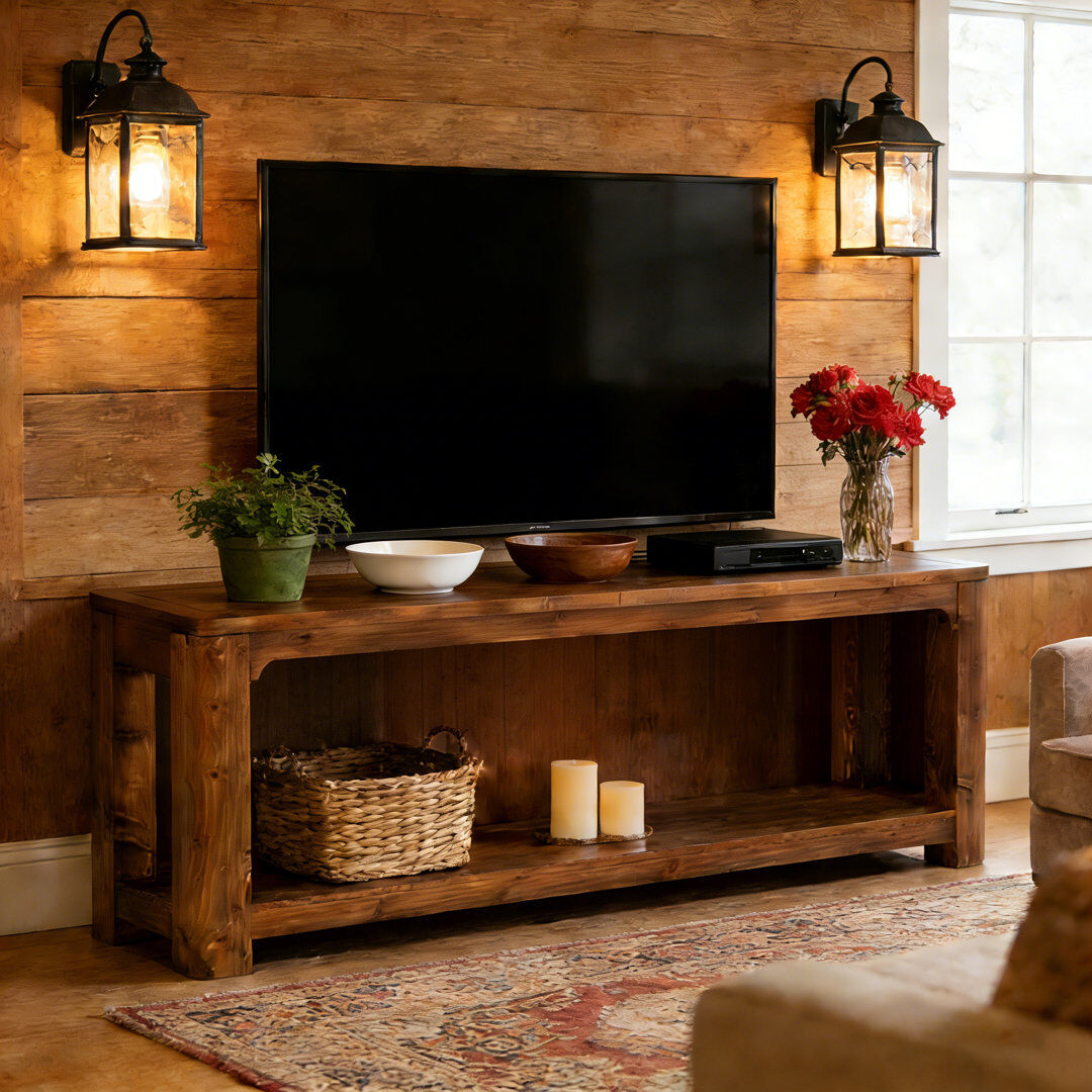 Blue Elephant Unfinished TV Stand for TVs up to 70" Brown Wood;Unfinished 70"