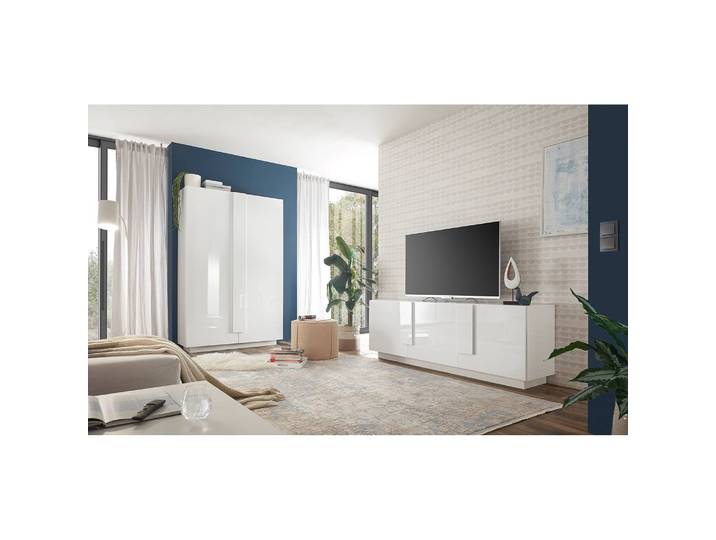 Buffet I 181 x 63 x 44cm Blanc/Blanc brillant