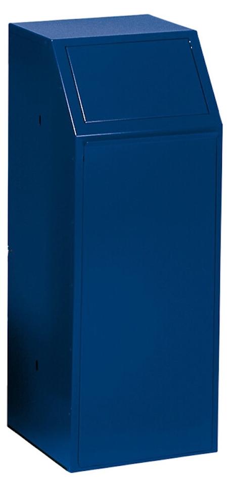 Robuster Wertstoffsammler mit Einwurfklappe selbstschließend | 68 Liter, HxBxT 100x40x40cm | Verzinkter Stahl | Blau