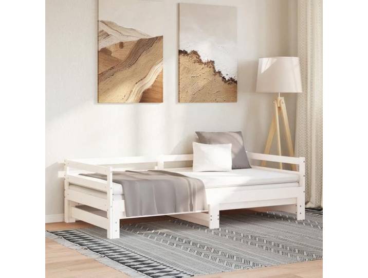Cdiscount's choix Lit coulissant Blanc - bois de pi Lit coulissant sans matelas blanc 2x(90x200) cm 68986