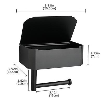 Toilettenpapierhalter mit Aufbewahrung und Ablage, mattschwarzer Badezimmer-Toilettenpapierhalter, Wandhalterung, Spülbarer Feuchttuchspender aus Edelstahl – verstecken Sie Ihre Tücher vor Blicken