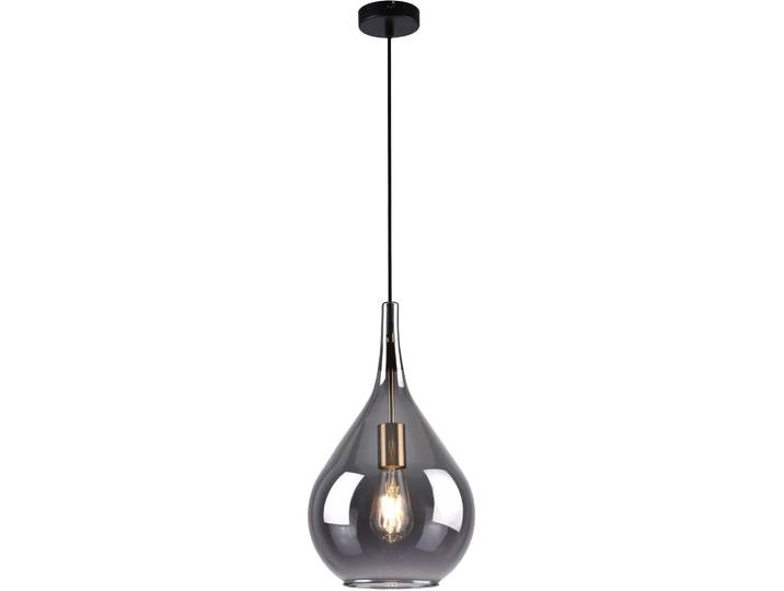 NÄVE Pendelleuchte Gota , schwarz, 1, Ø 25cm H: 150cm, 1 Stk., Leuchten, Rauchglas D: 25cm, exkl. 1x E27, H: 150cm, Baldachin und Kabel schwarz, Pendelleuchte