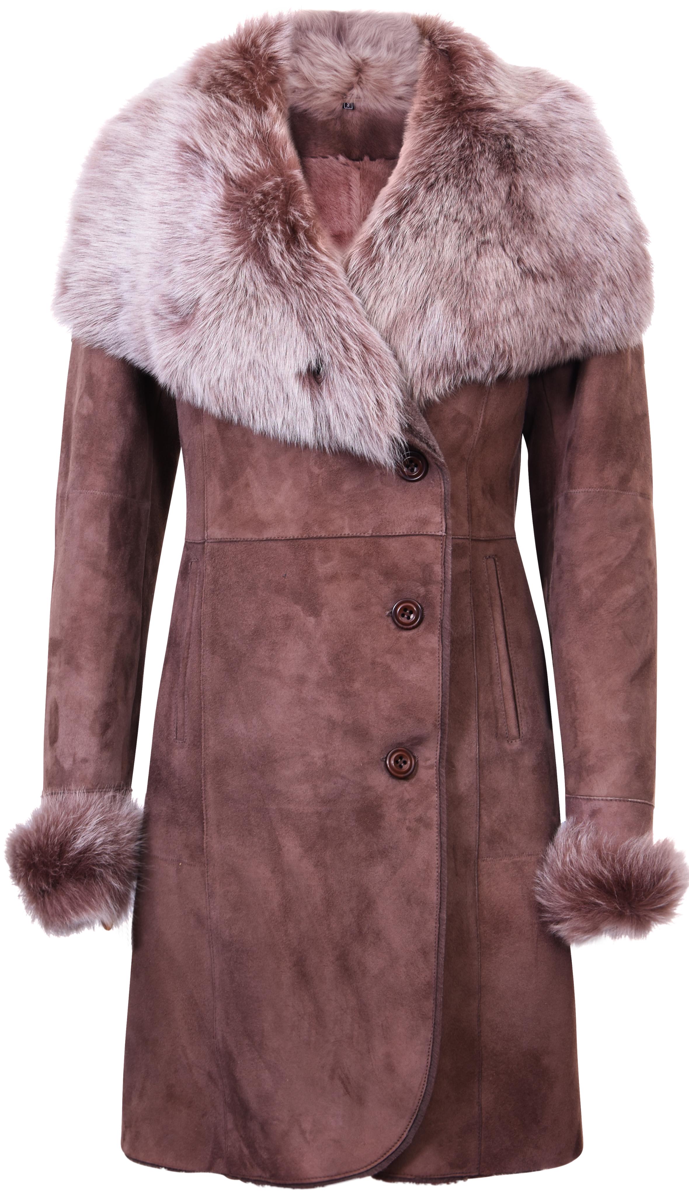 Damenmantel aus Wildleder-Merino-Lammfell mit Toscana-Kragen – Hanoi