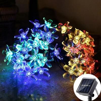 Uplift Essentials Solar Fairy String Lights   Sakura Cherry Blossom Outdoor Decor multicolor