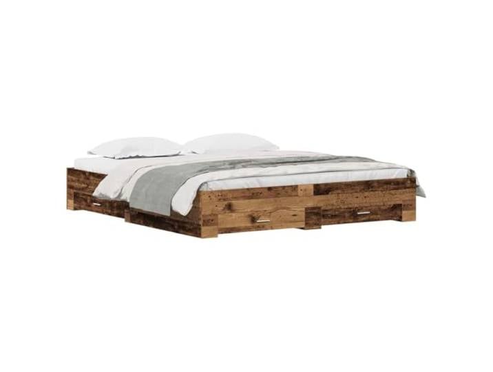 KKgypkn Bettrahmen mit Schubladen Altholz 180 x 200 cm Holzwerkstoff, Bett mit Stauraum, stabiles Bettgestell mit Lattenrost, modernes Design