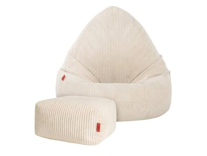 Sitzsack Kinder 95x95x120 cm BOHO mit Hocker - Sitzsack Erwachsene mit Füllung - Weicher Sitzsack Cord - Pouf für Kinderzimmer - Indoor Sitzsäcke - Bean Bag - Lounge Sessel - Wohnzimmer Möbel