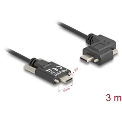 DeLOCK USB 2.0 Kabel USB Type-C Stecker mit Schrauben zu USB Type-C Stecker mit Schrauben gewinkelt links / rechts PD 3.0 60 W 3 m