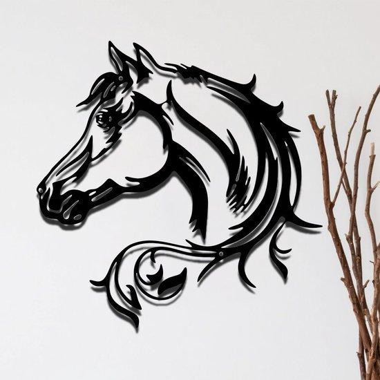 Unyqoos Moderne metalen wanddecoratie met zwevend paardenhoofd, zwart