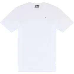 DIESEL Herren T-Shirt - T-JUST-MICRODIV, Kurzarm, Rundhals, Baumwolle, einfarbig Weiß / S
