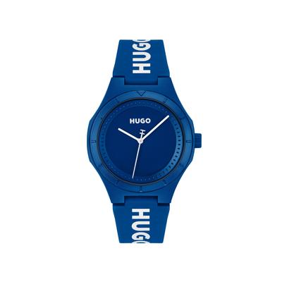 Quarzuhr HUGO "LIT", blau, Armbanduhren, Herren, Quarzuhr, Armbanduhr, Herrenuhr, Silikonarmband, analog